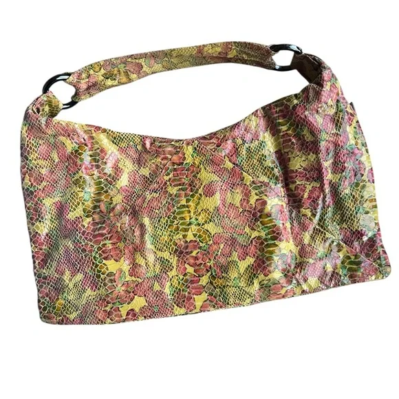 HOBO International Paulette slouchy shoulder bag wallet set yellow floral snake - Picture 5 of 12